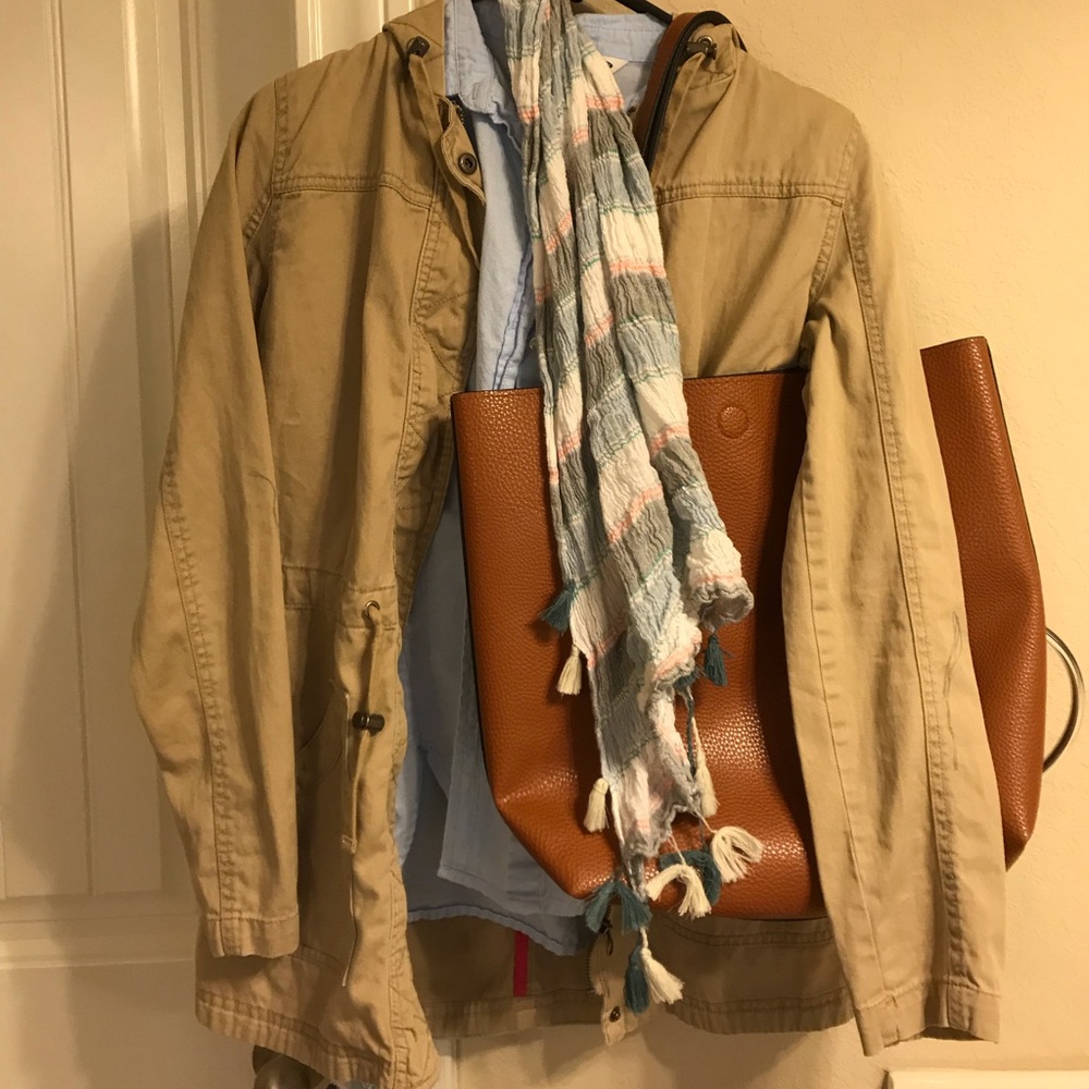 Brown or beige field, anorak, utility  jacket.